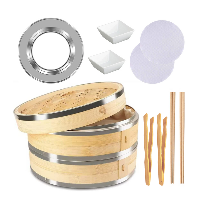 Bamboo Dumpling Steamer Basket Set